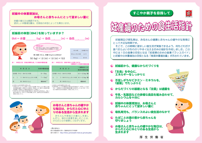 妊産婦のための食生活指針パンフレット表面